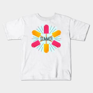 Summer Time with Popsicle Illustration Kids T-Shirt